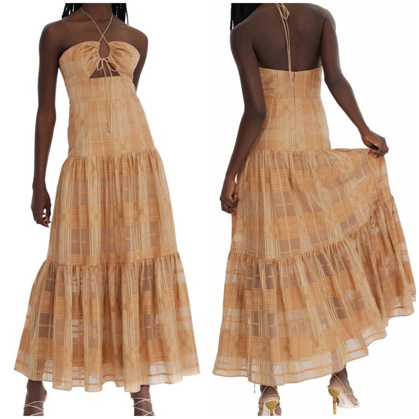 Significant Other Nwt Danica Halter Cutout Maxi Dress Size 8 Tiered Flounce Hem